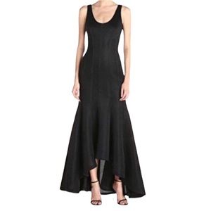 Calvin Klein Floor Lenght Black High Low Runway Evening Gown